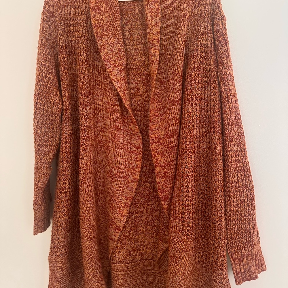 Planet Gold Textured Rust Cardigan